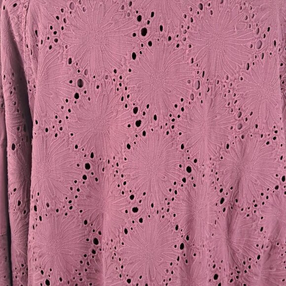 Free People Daisy Jane Size Medium Embroidered Eyelet Bomber Jacket Raspberry - Picture 10 of 16